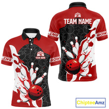 Load image into Gallery viewer, Black and Red Camo Bowling Polo, Quarter Zip Shirt For Men custom Bowling Team Jerseys Uniform NQS10380