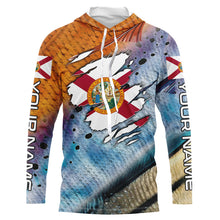 Load image into Gallery viewer, Inshore slam redfish trout snook scales Florida flag Custom patriotic fishing long sleeve shirts NQS8621