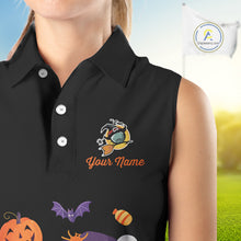 Load image into Gallery viewer, Funny pumpkin golf ball clubs Women Sleeveless polo shirts Custom Halloween team golf jerseys NQS10807