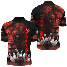 Load image into Gallery viewer, Lion Bowling Polo, Quarter Zip Shirts For Men Custom Bowling League Shirt Team Jerseys Outfits | Red NQS8858
