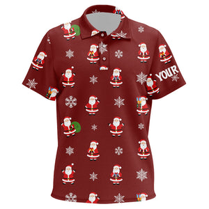 Red Christmas Santa snowflake pattern Kid golf polo shirts custom Christmas Kid golf tops for team NQS8867