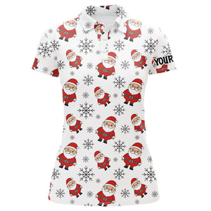 Santa snowflake Christmas pattern Women golf polo shirt custom Christmas ladies golf tops for Team NQS8868