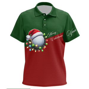 Red and Green Christmas Golf ball Kid golf polo shirts custom Kid golf tops Xmas golf gifts NQS8869