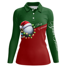 Load image into Gallery viewer, Red and Green Christmas Golf ball Women golf polo shirt custom ladies golf tops Christmas golf gifts NQS8869