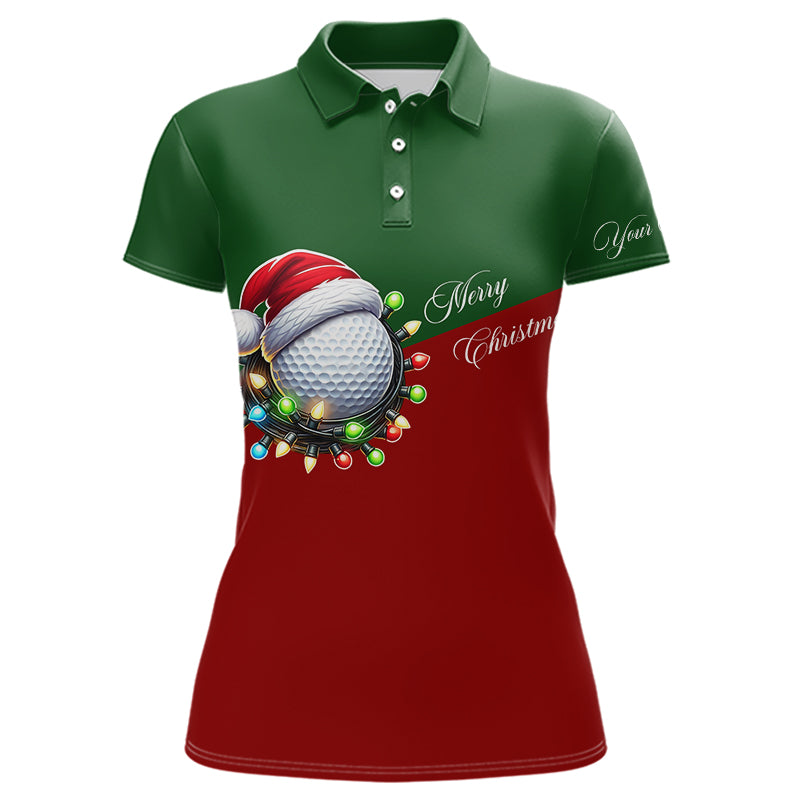 Red and Green Christmas Golf ball Women golf polo shirt custom ladies golf tops Christmas golf gifts NQS8869