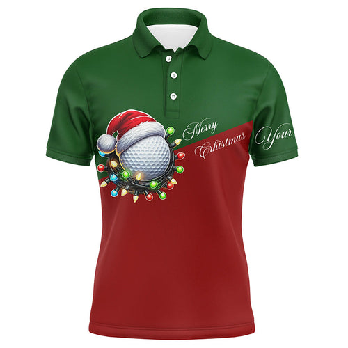 Red and Green Christmas Golf ball Men golf polo shirt custom mens golf tops Christmas golf gifts NQS8869