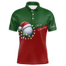 Load image into Gallery viewer, Red and Green Christmas Golf ball Men golf polo shirt custom mens golf tops Christmas golf gifts NQS8869