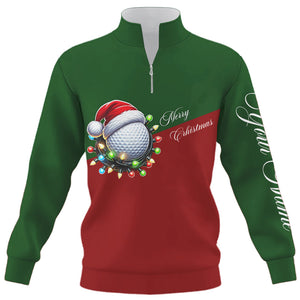 Red and Green Christmas Golf ball Quarter zip golf sweatshirt custom golf sweater Xmas golf gifts NQS8869