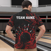 Load image into Gallery viewer, Black and Red Flame Bowling Polo, Quarter Zip Shirts for Men Custom Team mens bowling jersey NQS9313