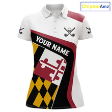 Load image into Gallery viewer, Personalized Maryland flag Women golf polo shirts custom patriotic ladies golf outfit NQS11386