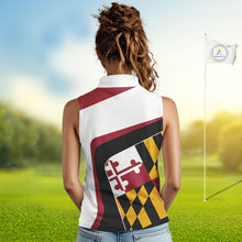 Load image into Gallery viewer, Personalized Maryland flag Womens golf shirts sleeveless custom patriotic ladies golf outfit NQS11386