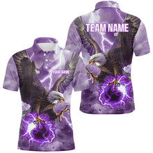 Load image into Gallery viewer, Purple lightning thunder bowling Eagle custom Mens Bowling Polo, Quarter Zip Shirts, bowler jerseys NQS8179