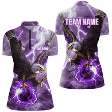 Load image into Gallery viewer, Purple lightning thunder bowling Eagle custom Women Bowling Polo, Quarter Zip Shirts, bowlers jerseys NQS8179