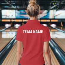 Load image into Gallery viewer, Red and black retro vintage Bowling polo, quarter zip shirts for Women custom Bowling team jerseys NQS10385