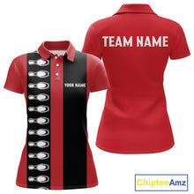 Load image into Gallery viewer, Red and black retro vintage Bowling polo, quarter zip shirts for Women custom Bowling team jerseys NQS10385