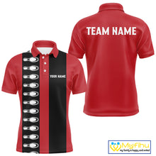Load image into Gallery viewer, Red and black retro vintage Bowling polo, quarter zip shirts for men custom Bowling team jerseys NQS10385