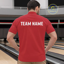 Load image into Gallery viewer, Red and black retro vintage Bowling polo, quarter zip shirts for men custom Bowling team jerseys NQS10385