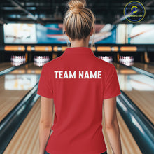 Load image into Gallery viewer, Red and black retro vintage Bowling polo, quarter zip shirts for Women custom Bowling team jerseys NQS10385