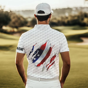 Red, white and blue American Flag golf pattern Mens golf polo shirts custom patriotic mens golf tops NQS9318