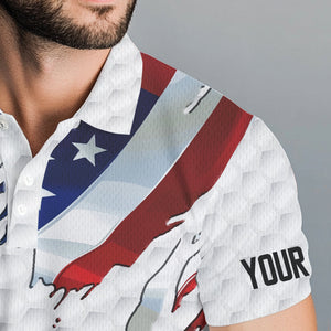 Red, white and blue American Flag golf pattern Mens golf polo shirts custom patriotic mens golf tops NQS9318