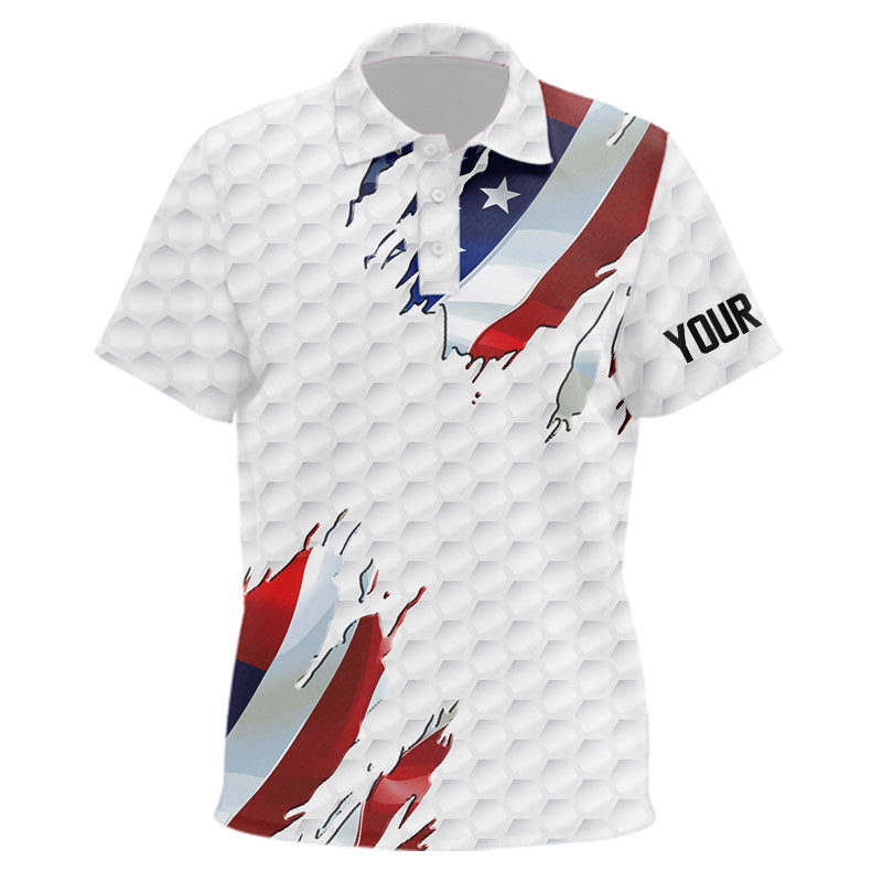 Red, white and blue American Flag golf pattern Kid golf polo shirts custom patriotic kid golf tops NQS9318