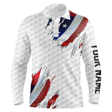 Load image into Gallery viewer, Red, white and blue American Flag golf pattern Mens golf polo shirts custom patriotic mens golf tops NQS9318