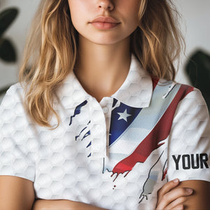 Red, white and blue American Flag Womens golf polo shirts custom patriotic ladies golf tops NQS9318