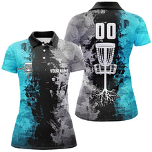 Load image into Gallery viewer, Custom name and number Disc Golf basket women polo shirts, ladies disc golf shirts | Turquoise NQS7413