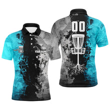 Load image into Gallery viewer, Custom name and number Disc Golf basket Men polo shirts, disc golf shirts for men | Turquoise NQS7413