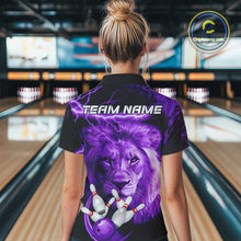Load image into Gallery viewer, Personalized Purple Lightning Thunder Storm Lion Bowling Shirts For Women Custom Bowling Team Jerseys NQS9839