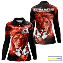 Load image into Gallery viewer, Personalized Red Lightning Thunder Storm Lion Bowling Shirts For Women Custom Bowling Team Jerseys NQS9840
