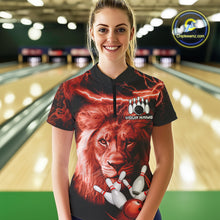 Load image into Gallery viewer, Personalized Red Lightning Thunder Storm Lion Bowling Shirts For Women Custom Bowling Team Jerseys NQS9840