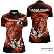 Load image into Gallery viewer, Personalized Red Lightning Thunder Storm Lion Bowling Shirts For Women Custom Bowling Team Jerseys NQS9840