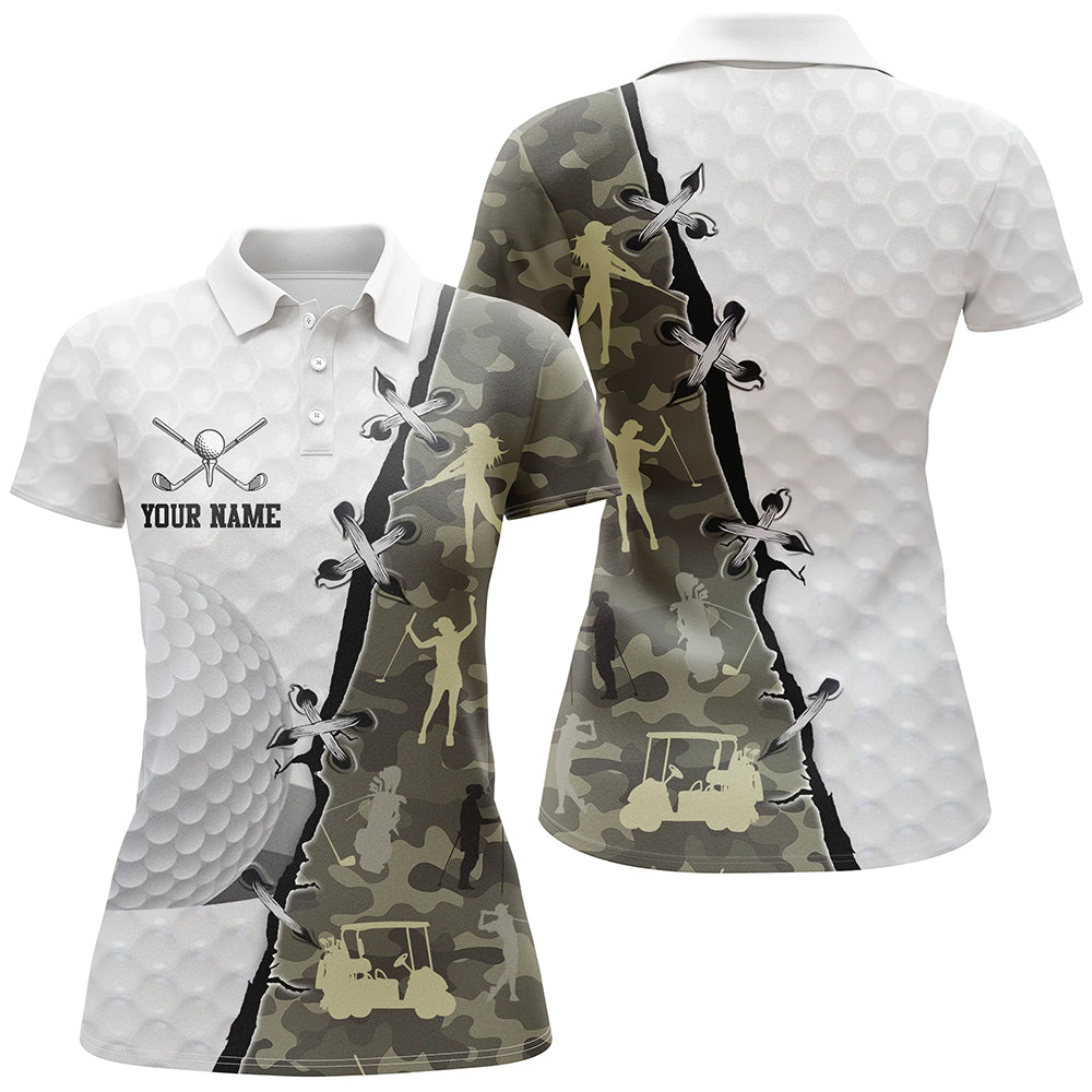 Womens golf polo shirts custom name camouflage golf shirts, team golf tops for ladies NQS5658