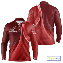 Load image into Gallery viewer, Mens golf polo shirts custom name Red golf shirt, tournament golf tops for mens, golf gift NQS10224
