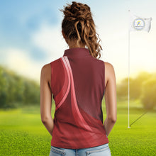 Load image into Gallery viewer, Women sleeveless polo shirt custom name Red golf shirt, sleeveless golf tops for ladies NQS10224