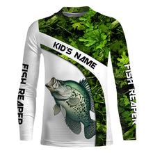 Load image into Gallery viewer, Crappie fishing Green Camo UV protection Customize name long sleeves fishing shirts, gift for fisherman NQS802