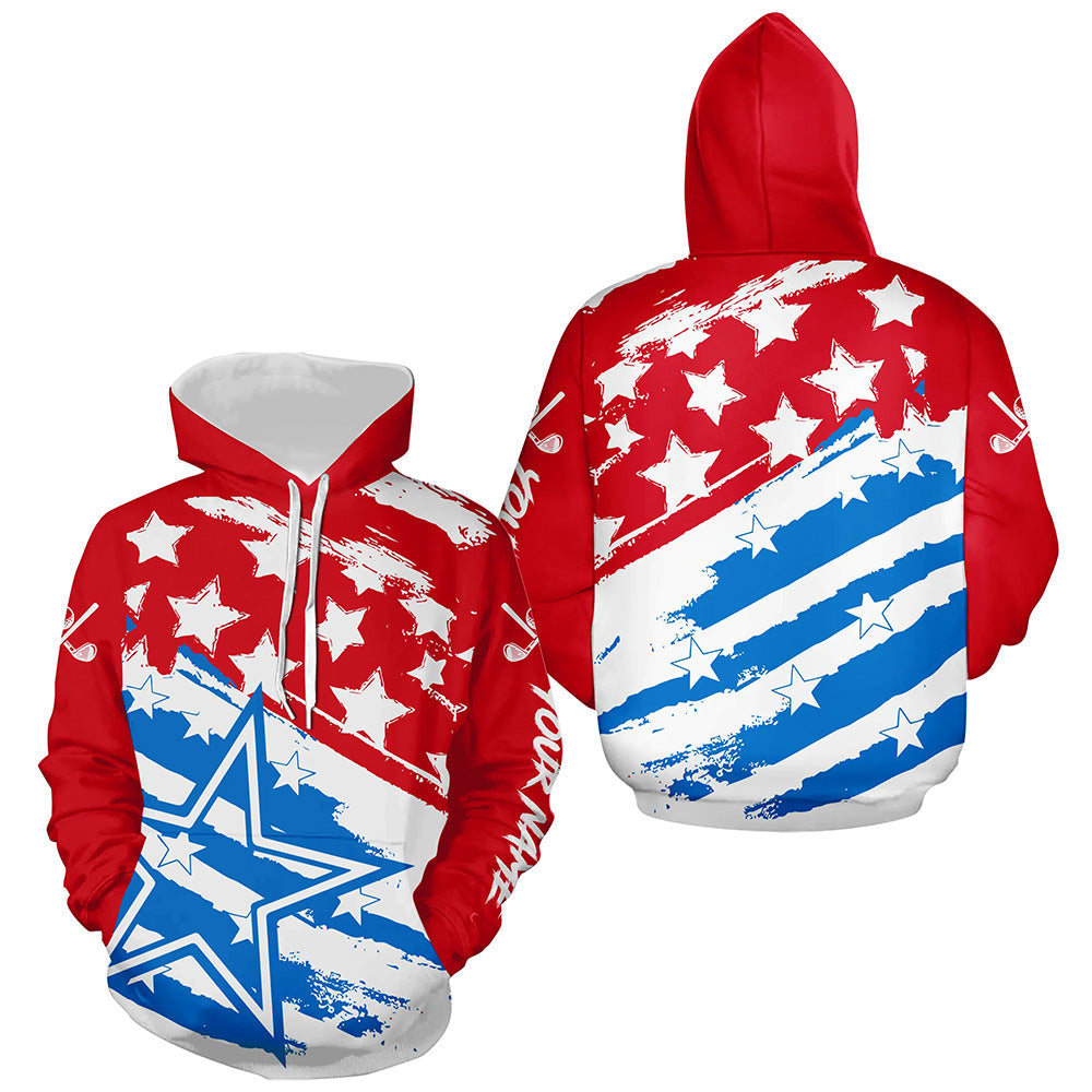 Red White and Blue American flag Golf Hoodies custom patriotic hoodie golf apparel NQS8633