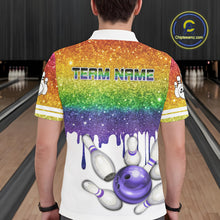 Load image into Gallery viewer, Rainbow glitter Bowling Shirts For Men Custom team bowling jerseys, Personalized bowling uniform NQS10815