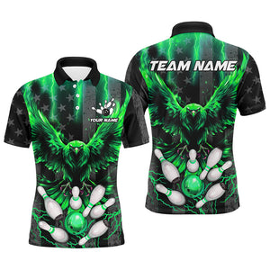 Black American flag Mens bowling shirts Custom Green lightning thunder Eagle Bowling Team Jerseys NQS8882