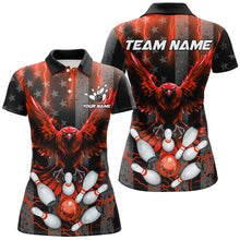 Load image into Gallery viewer, Black American flag Women bowling shirts Custom Red lightning thunder Eagle Bowling Team Jerseys NQS8883