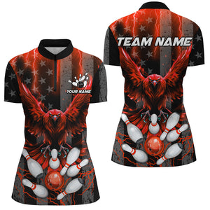 Black American flag Women bowling shirts Custom Red lightning thunder Eagle Bowling Team Jerseys NQS8883