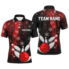 Load image into Gallery viewer, Red and Black Snowflake Christmas Bowling Shirts For Men Custom Bowling Team Jerseys Bowlers Outfit NQS8886