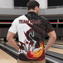 Load image into Gallery viewer, Black and White American flag Bowling jersey Custom Patriotic Bowling Polo, 1/4 Zip Shirts For Men NQS10999