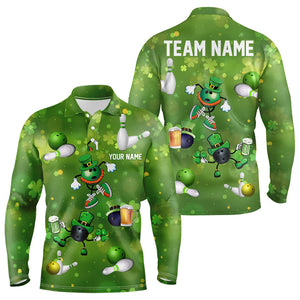Funny Green shamrock Lucky Bowling Shirts for Men Custom St Patrick Day Team bowling jerseys NQS9325