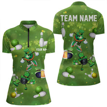 Load image into Gallery viewer, Funny Green shamrock Lucky Bowling Shirts for Women Custom St Patrick Day Team bowling jerseys NQS9325