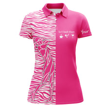 Load image into Gallery viewer, Pink Womens golf polo shirt custom I'm a simple women coffee golf wine zebra pattern ladies golf tops NQS5402