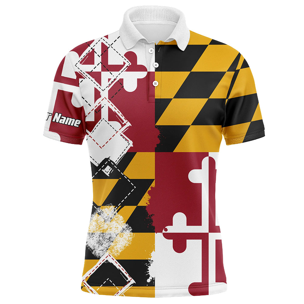 Mens golf polo shirts Maryland flag patriot custom name golf shirts for men, gift for the golfers NQS5404