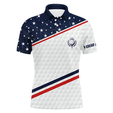 Load image into Gallery viewer, Mens golf polo shirts custom name American flag patriotic golf shirts, team men&#39;s flag polo shirt NQS5667