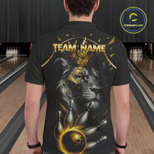 Load image into Gallery viewer, Custom Black and Gold Lion Bowling Polo, Quarter Zip shirts for Men, Lion Team Bowling Jerseys NQS10231